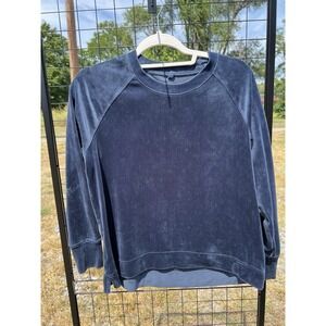 ✨Lou & Grey LOFT Size Small Solid Blue Velvet Long Sleeve Pullover Sweater Shirt